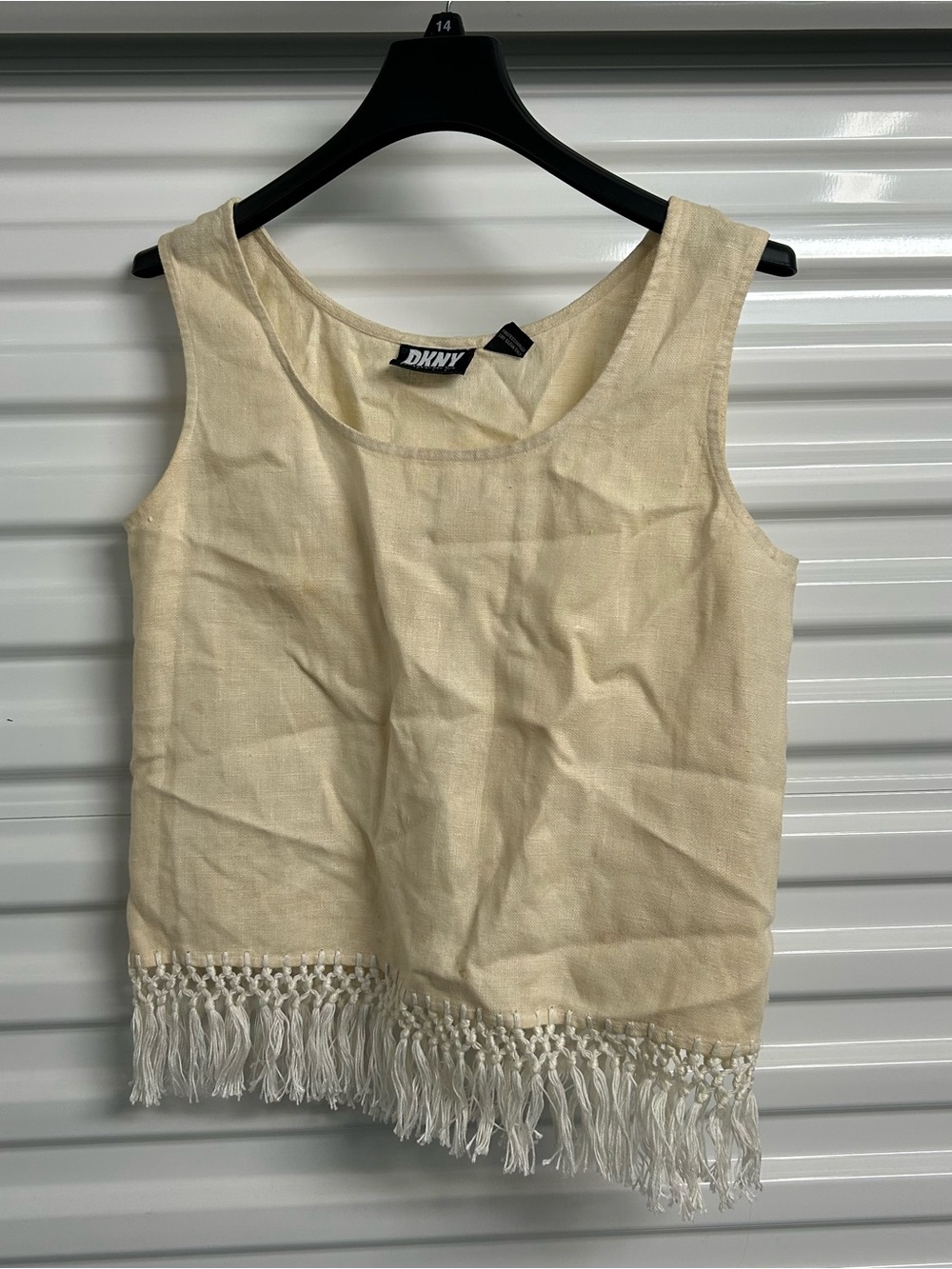 DKNY Cream Fringe Tank Top